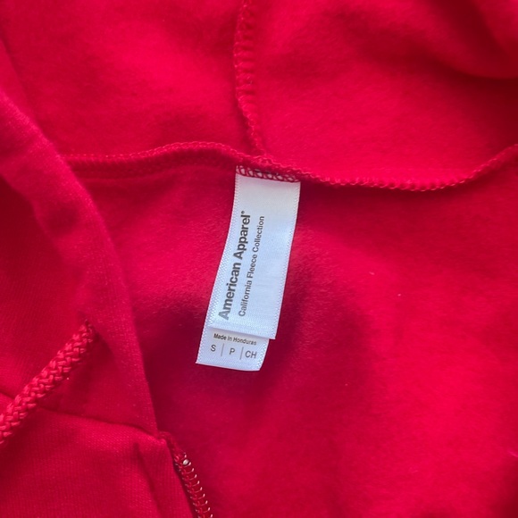 American Apparel Red Zip-Up Hoodie size small - Picture 2 of 3